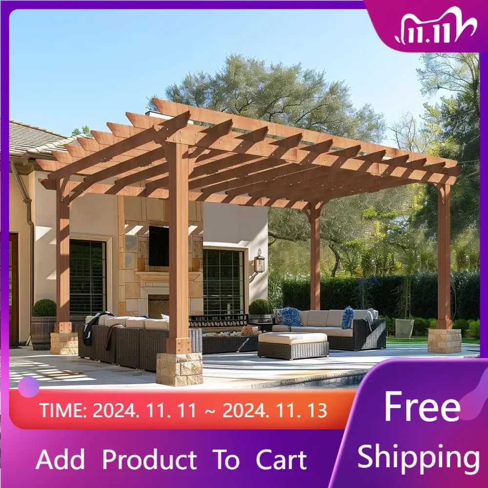 Wood Pergola, Patio Pergola with Solid Cedar Structure, Outdoor Pergola Backyard Gazebo with Unparalleled Slatted Roof Trellis
Wood Pergola, Patio Pergola with Solid Cedar Structure, Outdoor Pergola Backyard Gazebo with Unparalleled Slatted Roof Trellis