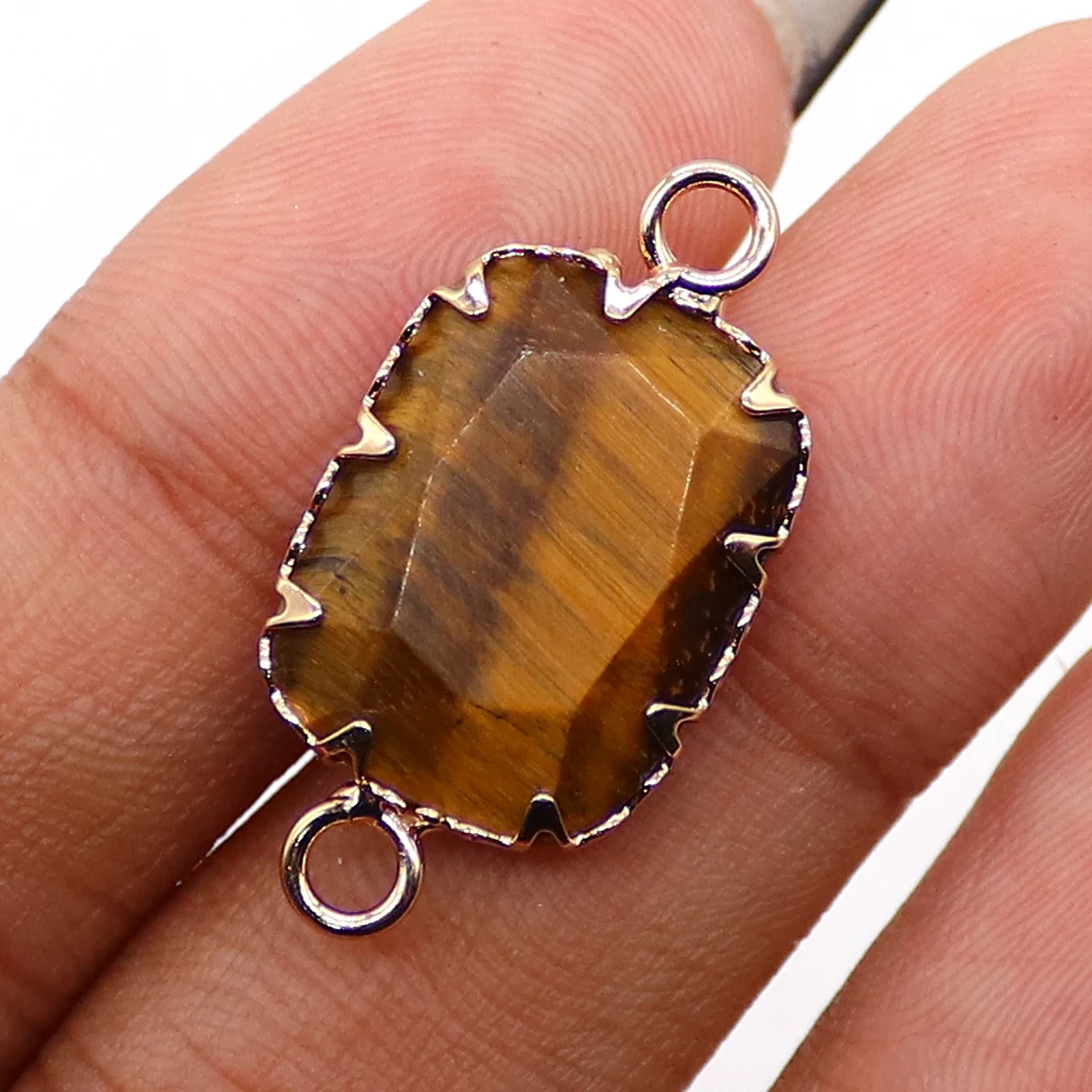 Rectangular Classic Geometric Faceted Natural Stone Crystal Tiger Eye Rimmed Electroplated Double-Hole Pendant DIY Jewelry
Rectangular Classic Geometric Faceted Natural Stone Crystal Tiger Eye Rimmed Electroplated Double-Hole Pendant DIY Jewelry