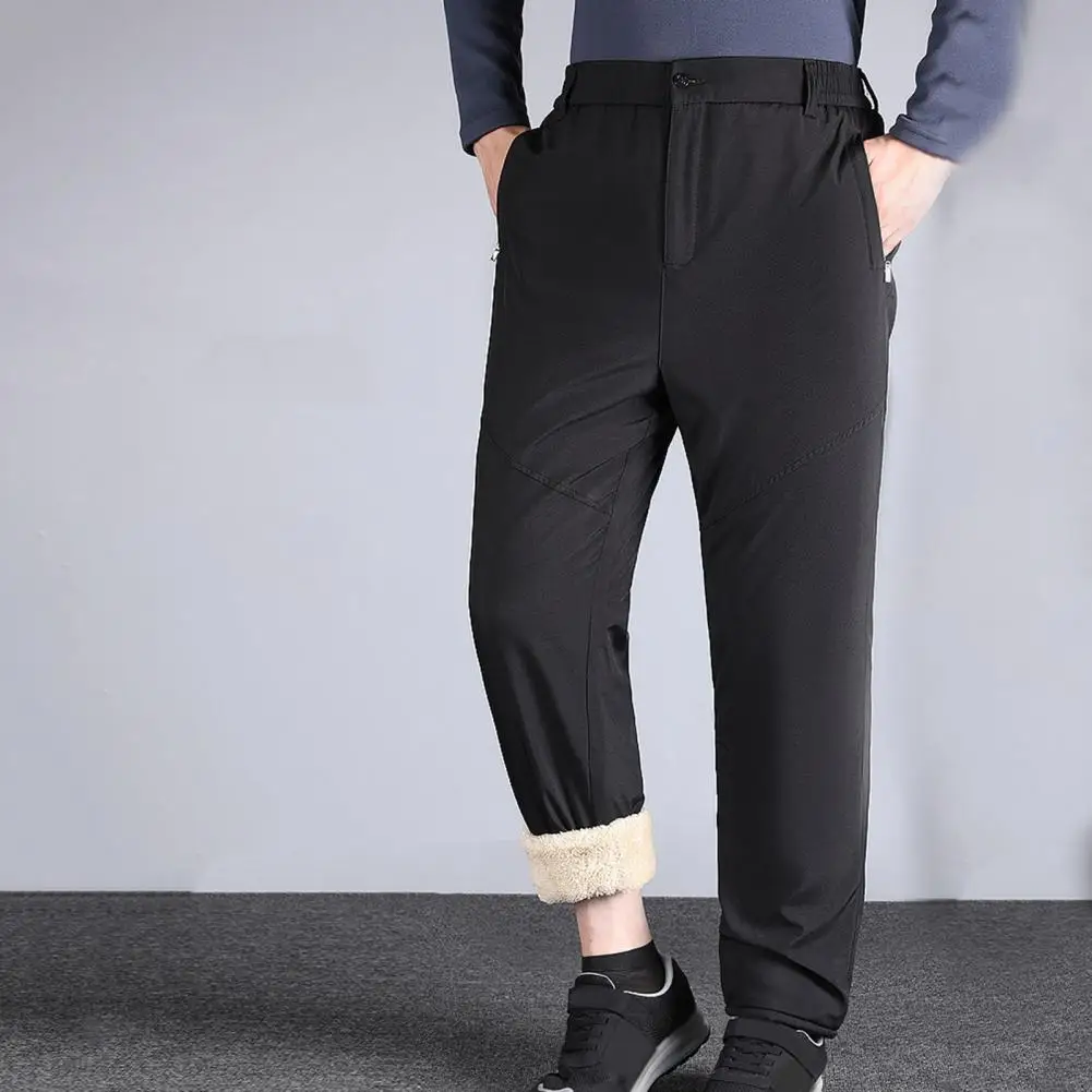 Father Pants Men's Straight Suit Pants with Plush Lining Elastic Waist Business Style Solid Color Warm Trousers with for Office
Father Pants Men's Straight Suit Pants with Plush Lining Elastic Waist Business Style Solid Color Warm Trousers with for Office