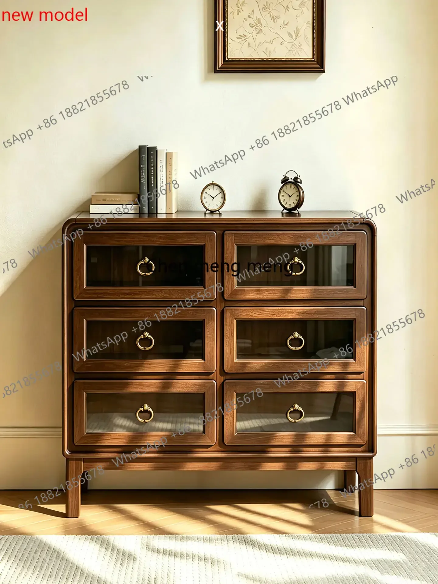 N138Six-chest cabinet, new Chinese solid wood glass drawer, living room entrance storage cabinet
N138Six-chest cabinet, new Chinese solid wood glass drawer, living room entrance storage cabinet