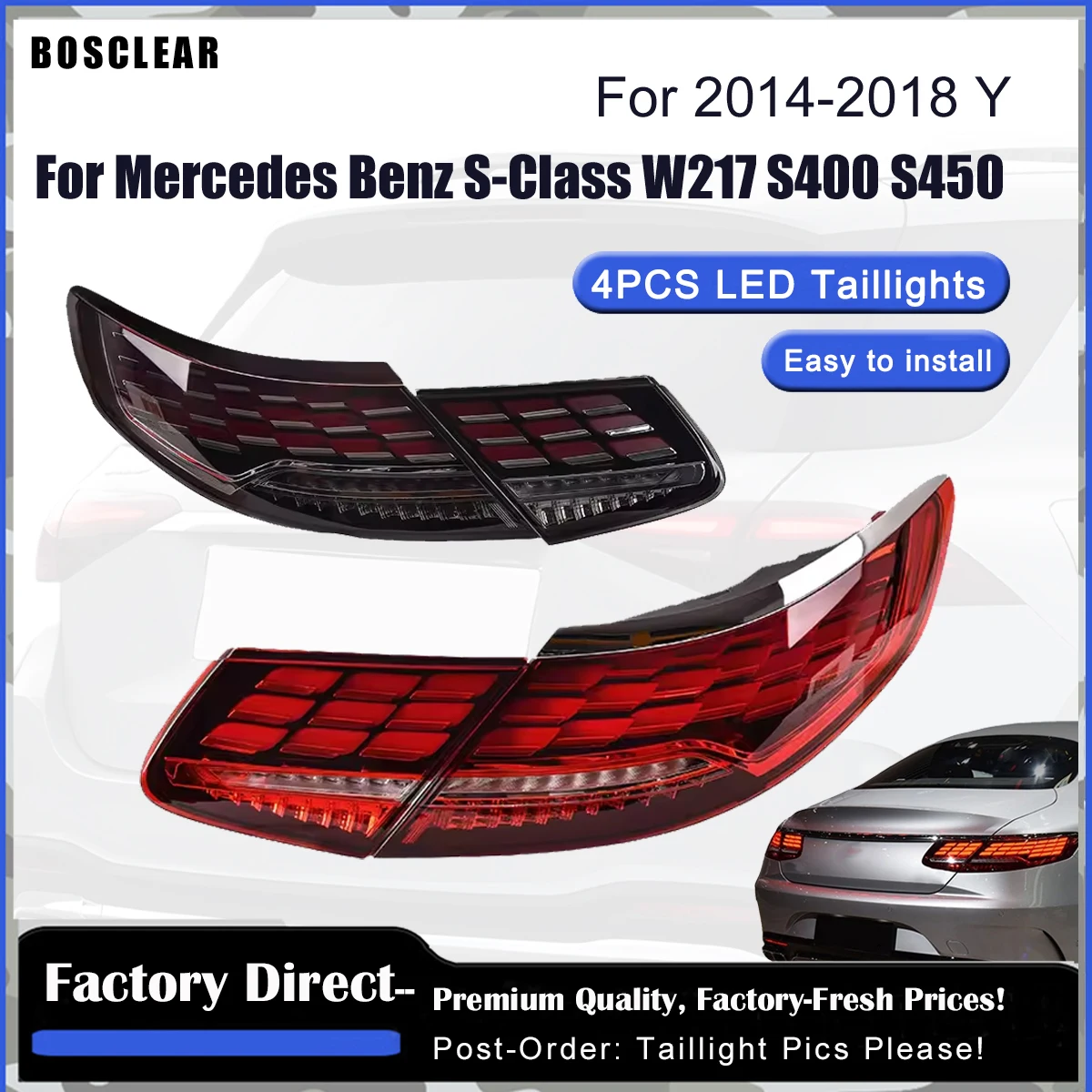 LED Tail Light Assembly For Mercedes Benz S-Class W217 C217 2015-2020 Facelift Rear Reverse Brake Light Lamp AssemblyPlug & Play
LED Tail Light Assembly For Mercedes Benz S-Class W217 C217 2015-2020 Facelift Rear Reverse Brake Light Lamp AssemblyPlug & Play