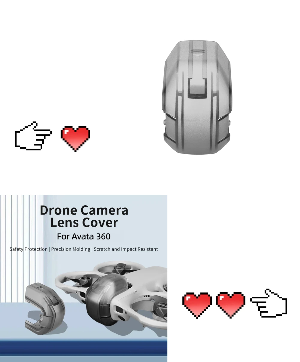 Drone Camera Lens Cover For Avata 360,Lens Protective Cap for DJI Avata 360 Dust and Shock Protection Kit
Drone Camera Lens Cover For Avata 360,Lens Protective Cap for DJI Avata 360 Dust and Shock Protection Kit