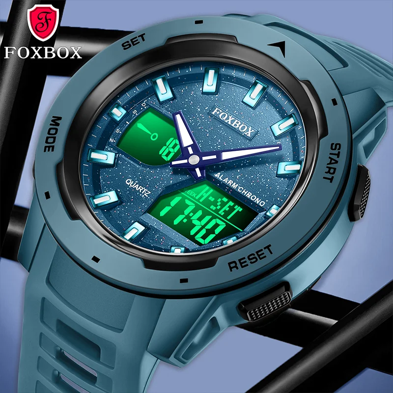 FOXBOX New Fashion Outdoor Sport Watches Man LED Digital Military Style Watch 3ATM Waterproof Men Dual Display Quartz Wristwatch
FOXBOX New Fashion Outdoor Sport Watches Man LED Digital Military Style Watch 3ATM Waterproof Men Dual Display Quartz Wristwatch