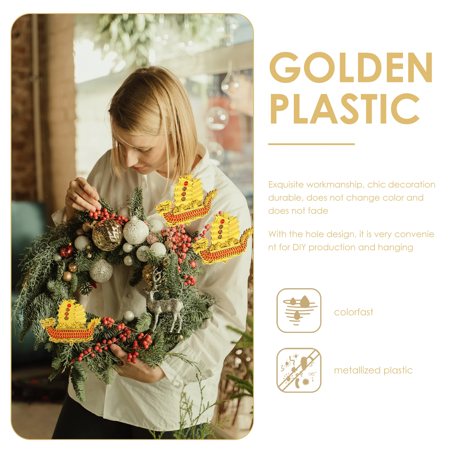 2pcs Dragon Boat Shape Pendant Golden Feng Shui nament Home Decor Spring Festival DIY Plastic Hanging Living Room Bedroom Bar
2pcs Dragon Boat Shape Pendant Golden Feng Shui nament Home Decor Spring Festival DIY Plastic Hanging Living Room Bedroom Bar