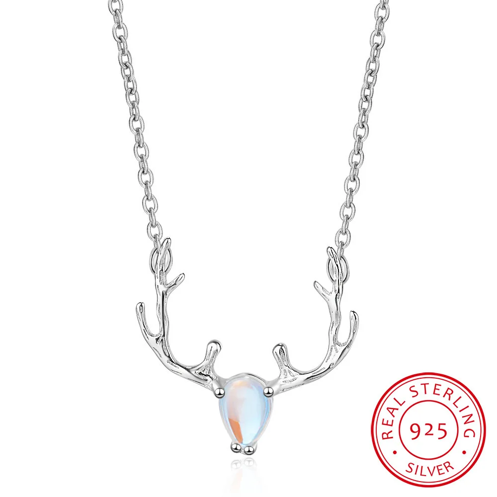 Elk Fashion Exquisite Temperament 925 Sterling Silver Jewelry Moonstone Crystal Deer Clavicle Chain Pendant Necklaces H329
Elk Fashion Exquisite Temperament 925 Sterling Silver Jewelry Moonstone Crystal Deer Clavicle Chain Pendant Necklaces H329