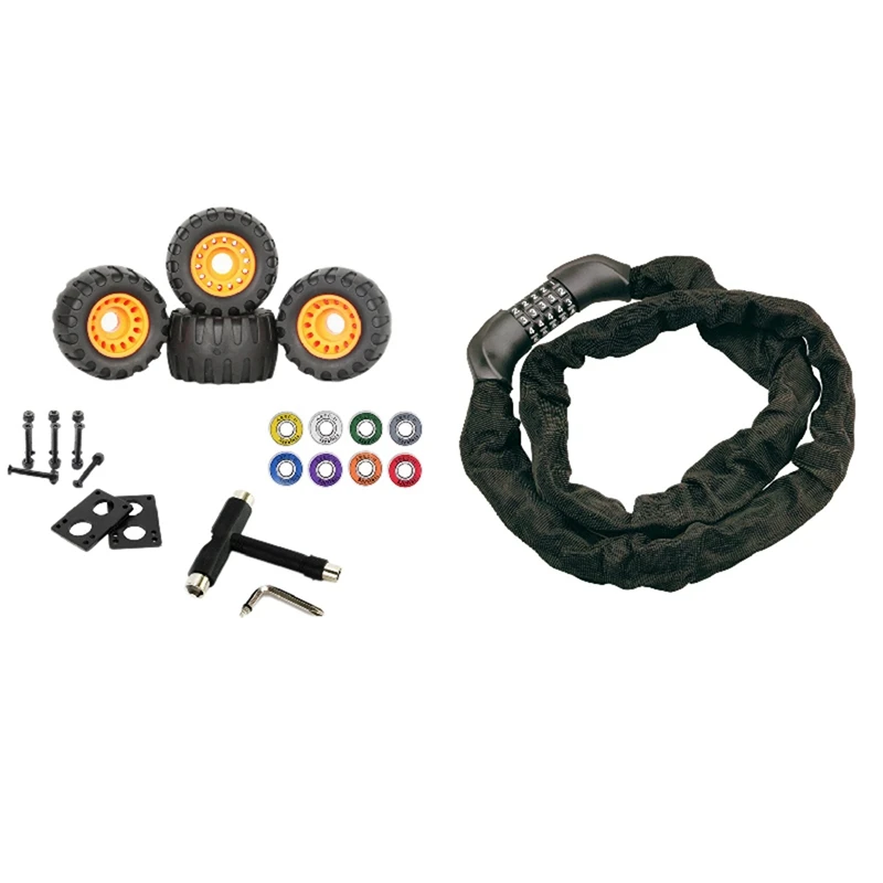 Cycling Bicycle Lock Password Chain Lock With Skateboard Damping Wheels And Bearings 76X54mm, Spacers, All-In-One Tool
Cycling Bicycle Lock Password Chain Lock With Skateboard Damping Wheels And Bearings 76X54mm, Spacers, All-In-One Tool