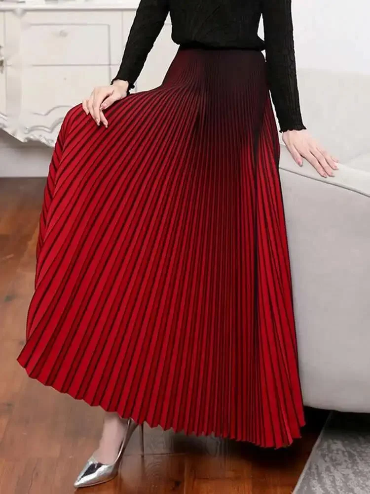 Skirt Elegant Pleated For Women Gradient High Elastic Waist Loose Skirts Fashion Female Clothing 2025 Spring New PK2J
Skirt Elegant Pleated For Women Gradient High Elastic Waist Loose Skirts Fashion Female Clothing 2025 Spring New PK2J
