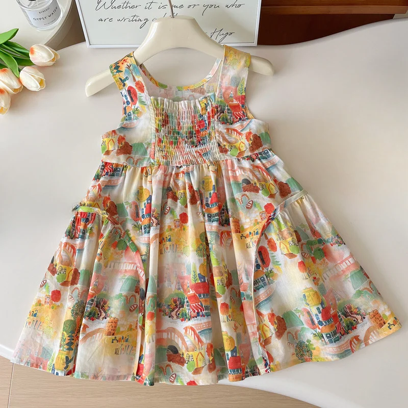 Oil Painting Printed Summer Sleeveless Vest Dress Girls Travel Daily Skirt Comfortable Breathable Frock Children's Family Gift
Oil Painting Printed Summer Sleeveless Vest Dress Girls Travel Daily Skirt Comfortable Breathable Frock Children's Family Gift