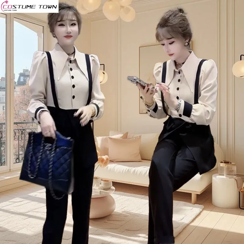 Autumn new design inspired two-piece shirt top+fashionable slim fit pants set
Autumn new design inspired two-piece shirt top+fashionable slim fit pants set