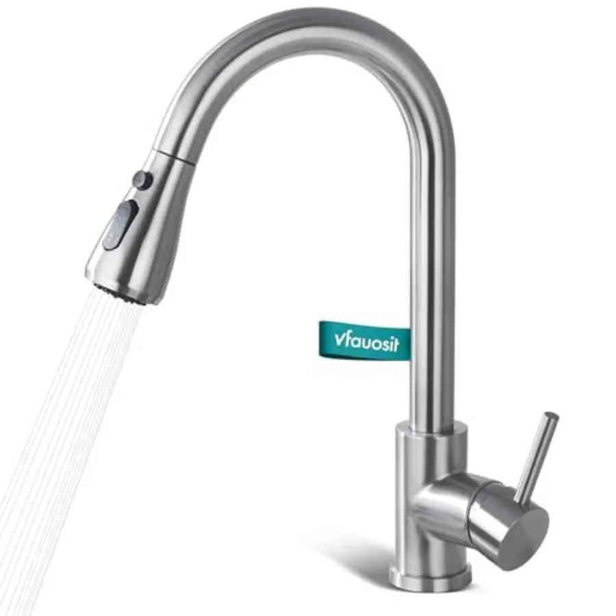 Kitchen Faucet Seats with Pull Down Sprayer, Brushed Nickel 14.4-inch Height, 360 Rotation Spout, Stainless Steel Sink Faucet S
Kitchen Faucet Seats with Pull Down Sprayer, Brushed Nickel 14.4-inch Height, 360 Rotation Spout, Stainless Steel Sink Faucet S