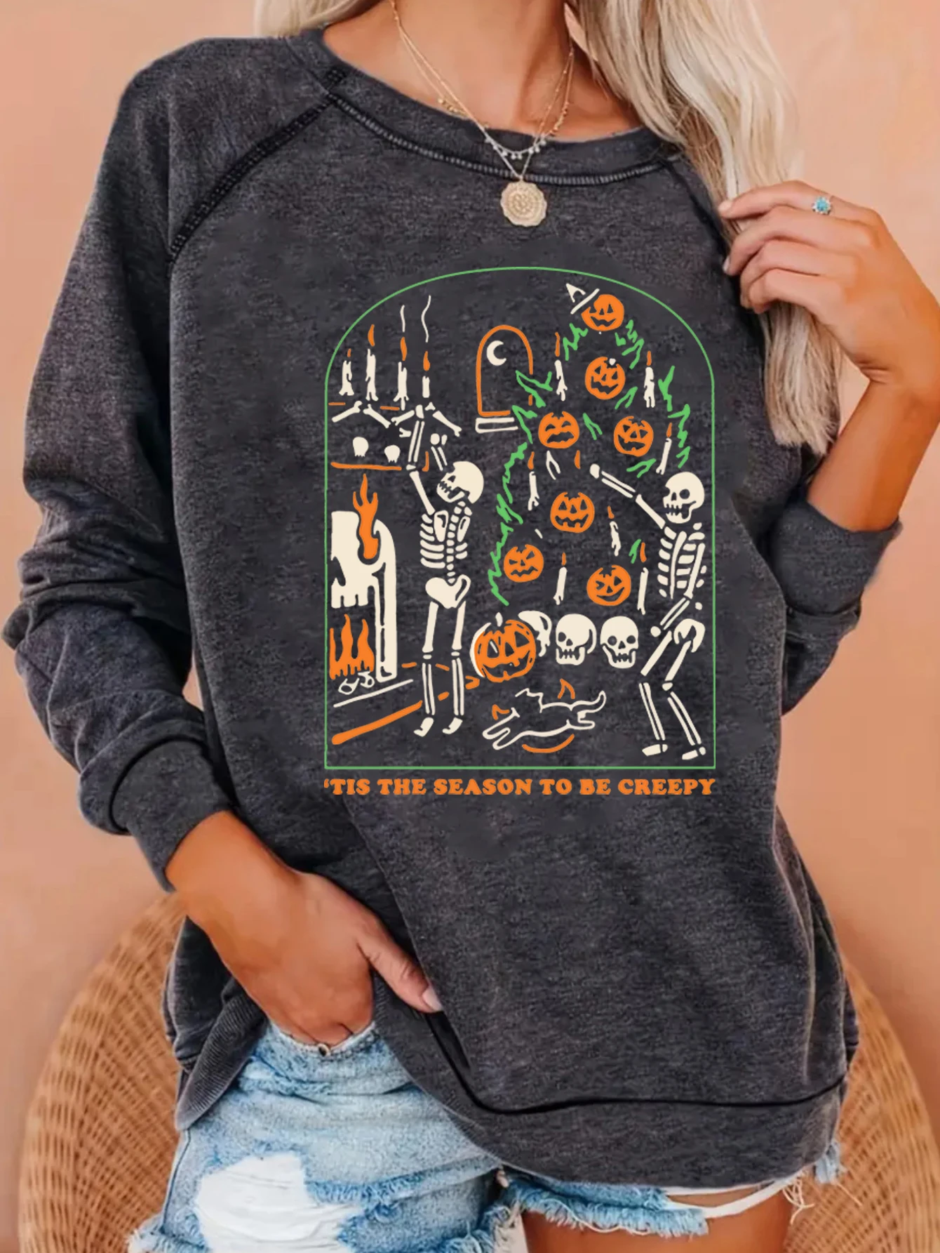 It's a spooky Halloween crew neck raglan long sleeve pullover for all seasons women's
It's a spooky Halloween crew neck raglan long sleeve pullover for all seasons women's