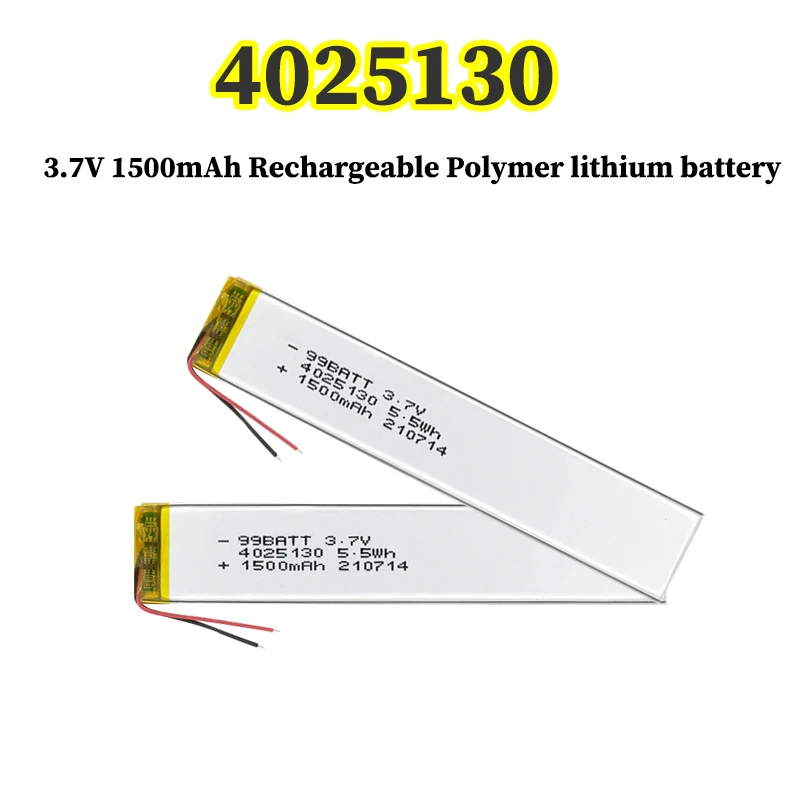 4025130 Battery 1500mAh 3.7V Lipo Polymer Lithium Batteries for Cabinet Stair Sensor Light LED Lights Cell E-book GPS
4025130 Battery 1500mAh 3.7V Lipo Polymer Lithium Batteries for Cabinet Stair Sensor Light LED Lights Cell E-book GPS