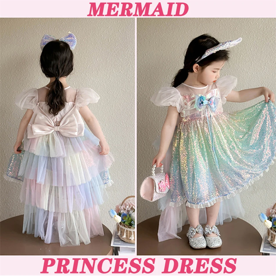 Girls Lolita Princess Mermaid Dress Summer Sequin Mesh Deluxe Gown Detachable Mantle Suits Children Birthday Carnival Clothes
Girls Lolita Princess Mermaid Dress Summer Sequin Mesh Deluxe Gown Detachable Mantle Suits Children Birthday Carnival Clothes