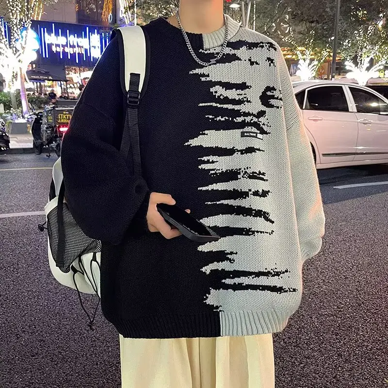 Y2K 2025 Autumn New Mens Pullover Black Patchwork Sweaters Oversize O-Neck Wool Knitted Man Loose Streetwear Knitwear Pull Homme
Y2K 2025 Autumn New Mens Pullover Black Patchwork Sweaters Oversize O-Neck Wool Knitted Man Loose Streetwear Knitwear Pull Homme