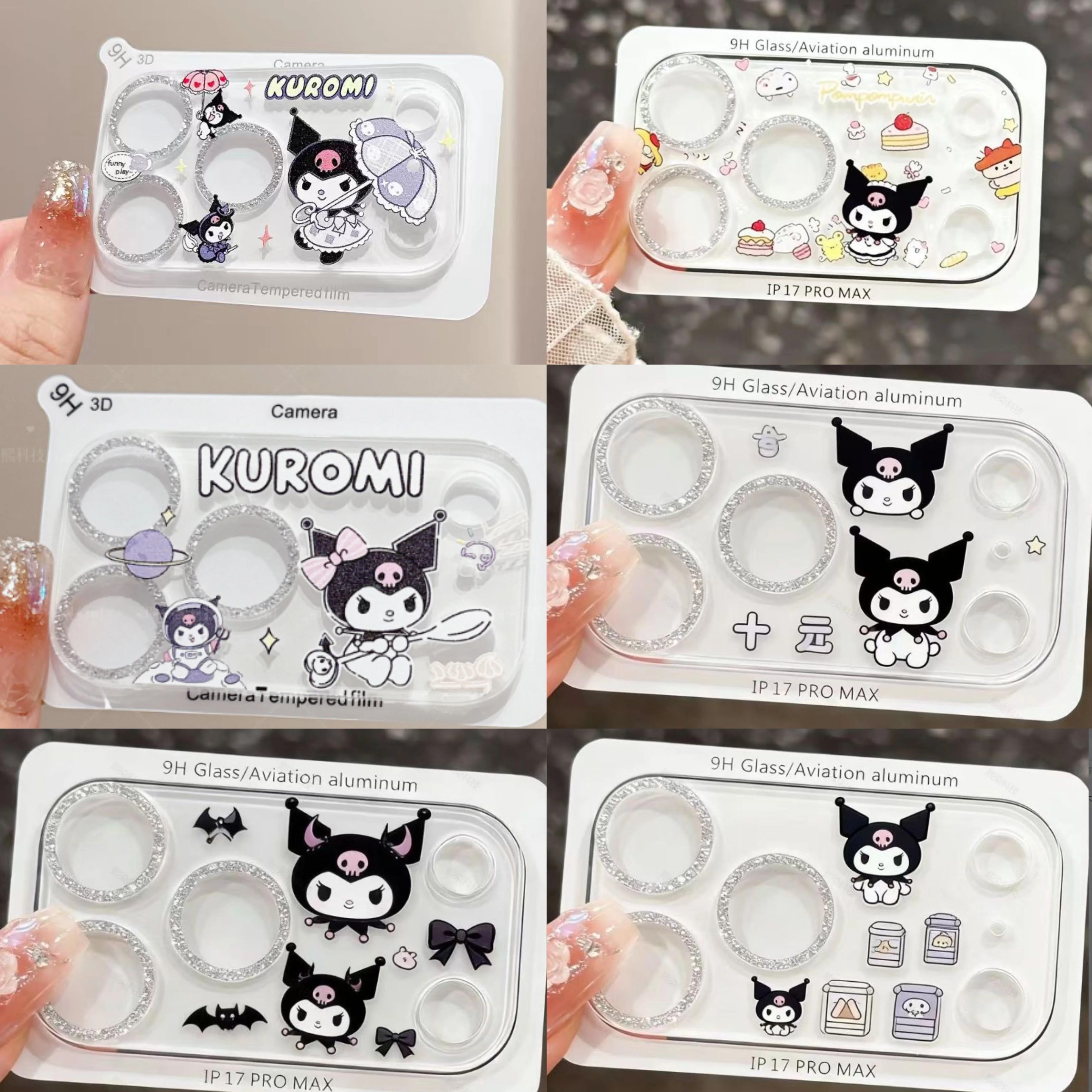 Cute Kuromi Camera Lens Protector for iPhone 17 Pro Max 17 Pro 3-in-1 Full Cover Glitter Film HD Clear Tempered Glass Cute Kuromi Camera Lens Protector for iPhone 17 Pro Max 17 Pro 3-in-1 Full Cover Glitter Film HD Clear Tempered Glass