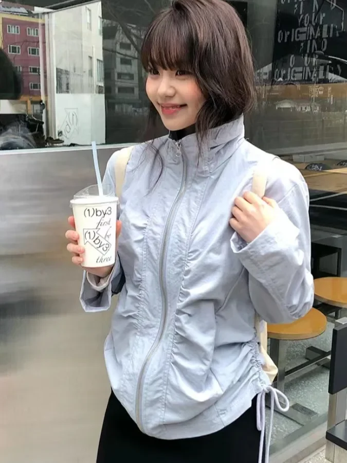 South korea Chic Spring/Summer Design Side Drawstring Pleat Zip-up Loose Thin Long sleeve Sun Protection Outerwear Women
South korea Chic Spring/Summer Design Side Drawstring Pleat Zip-up Loose Thin Long sleeve Sun Protection Outerwear Women