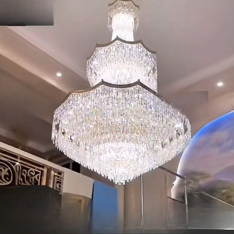 High-end French villa living room large chandelier light luxury modern crystal lamp hollow atrium advanced feeling duplex
High-end French villa living room large chandelier light luxury modern crystal lamp hollow atrium advanced feeling duplex