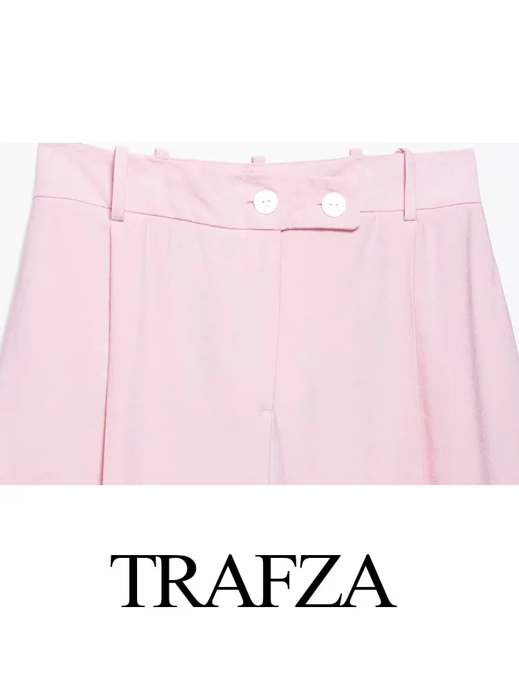 TRAFZA Women Fashion Suit Solid V-Neck Sleeveless Backless Double-Breasted Short Top+High Waist Pocket Zipper Loose Long Pants
TRAFZA Women Fashion Suit Solid V-Neck Sleeveless Backless Double-Breasted Short Top+High Waist Pocket Zipper Loose Long Pants