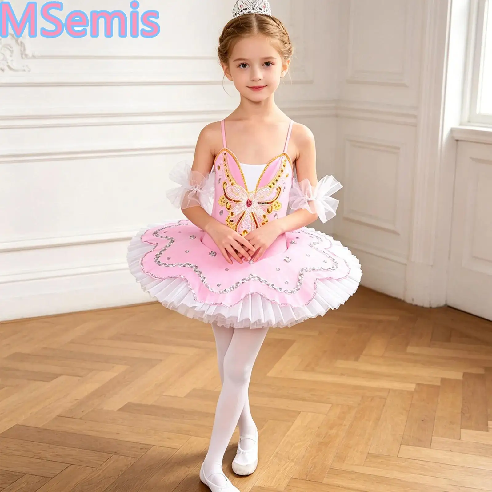 Kids Girls Tulle Ballet Dance Dress Bowknot Spaghetti Straps Layered Tutu Butterfly Dress with Cuffs for Ballerina Performance
Kids Girls Tulle Ballet Dance Dress Bowknot Spaghetti Straps Layered Tutu Butterfly Dress with Cuffs for Ballerina Performance