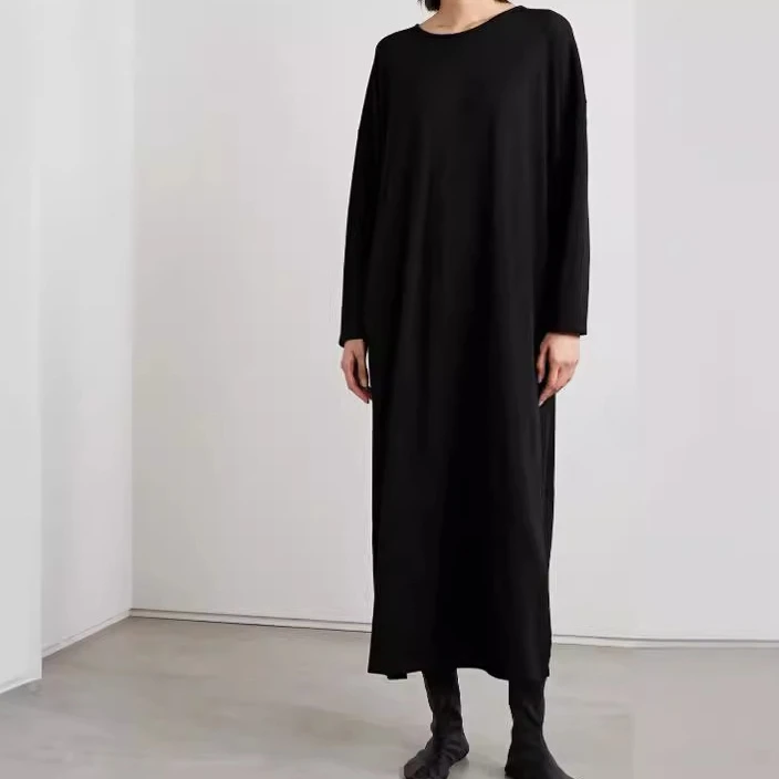 Round Neck Dress American Minimalist Cotton Drop Sleeves Loose Silhouette Long Dress for Women
Round Neck Dress American Minimalist Cotton Drop Sleeves Loose Silhouette Long Dress for Women