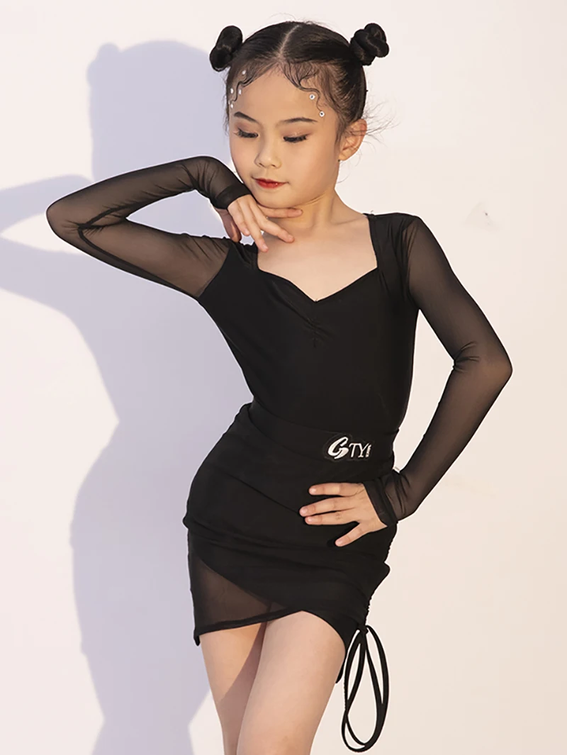 Latin Dance Clothing Set for Kids Girls Long Sleeve Mesh Bodysuit and Drawstring Skirts Stage Performance Dancing Costumes
Latin Dance Clothing Set for Kids Girls Long Sleeve Mesh Bodysuit and Drawstring Skirts Stage Performance Dancing Costumes