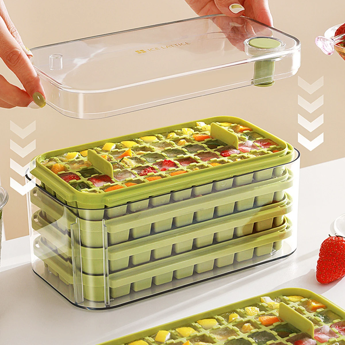 Пресс-генератор для кубиков льда, 4-слойная силиконовая форма для лотка для льда с решеткой 200 и крышкой, лопата, тип пресса, коробка для изготовления льда, коробка для хранения льда
Пресс-генератор для кубиков льда, 4-слойная силиконовая форма для лотка для льда с решеткой 200 и крышкой, лопата, тип пресса, коробка для изготовления льда, коробка для хранения льда