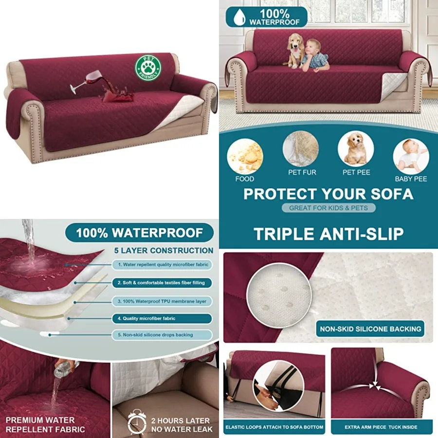100% Waterproof Couch Cover Sofa Covers Washable Couch Covers for 3 Cushion Couch Pet Friendly Triple Non-Slip Couch Cover for
100% Waterproof Couch Cover Sofa Covers Washable Couch Covers for 3 Cushion Couch Pet Friendly Triple Non-Slip Couch Cover for