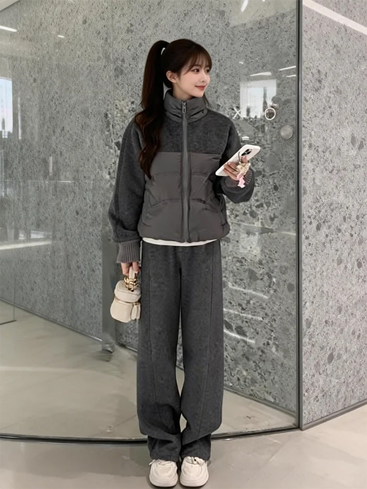 Модный комплект зимней спортивной одежды, женский лоскутный пуховый джинт и широкие брюки, костюм из двух предметов, повседневные брюки с высокой талией
Модный комплект зимней спортивной одежды, женский лоскутный пуховый джинт и широкие брюки, костюм из двух предметов, повседневные брюки с высокой талией