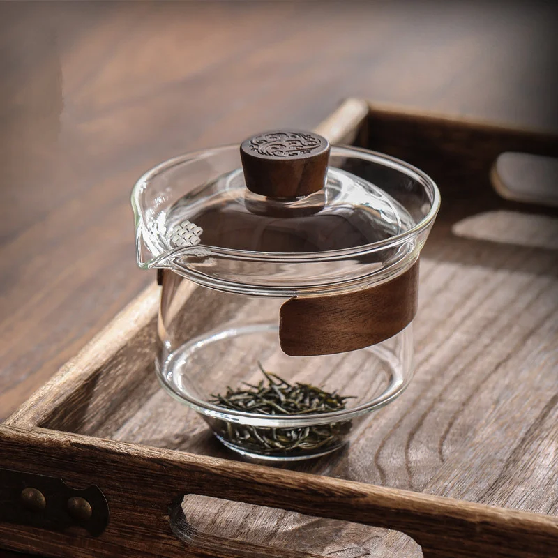 Walnut Wood Scald Proof Holder Heat-resistant Glass Gaiwan Tea Tureen Sancai Cup Tea Set Chahai Kung Fu Tea Cup with Lid
Walnut Wood Scald Proof Holder Heat-resistant Glass Gaiwan Tea Tureen Sancai Cup Tea Set Chahai Kung Fu Tea Cup with Lid