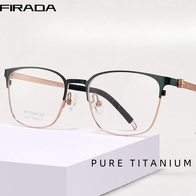 FIRADA Fashion Luxury Eyeglasses Retro Pure Titanium Comfortable Eyewear Optical Prescription Glasses Frame For Men Women A118E
FIRADA Fashion Luxury Eyeglasses Retro Pure Titanium Comfortable Eyewear Optical Prescription Glasses Frame For Men Women A118E