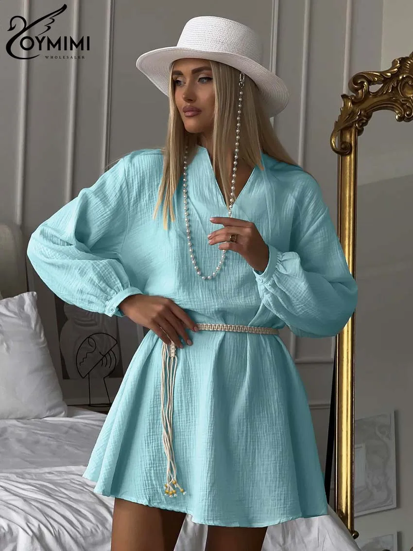 Oymimi Casual Mint Green Cotton Women's Dress Elegant V-Neck Long Sleeve Lace-Up Dresses Fashion Solid Mini Dresses Streetwear
Oymimi Casual Mint Green Cotton Women's Dress Elegant V-Neck Long Sleeve Lace-Up Dresses Fashion Solid Mini Dresses Streetwear