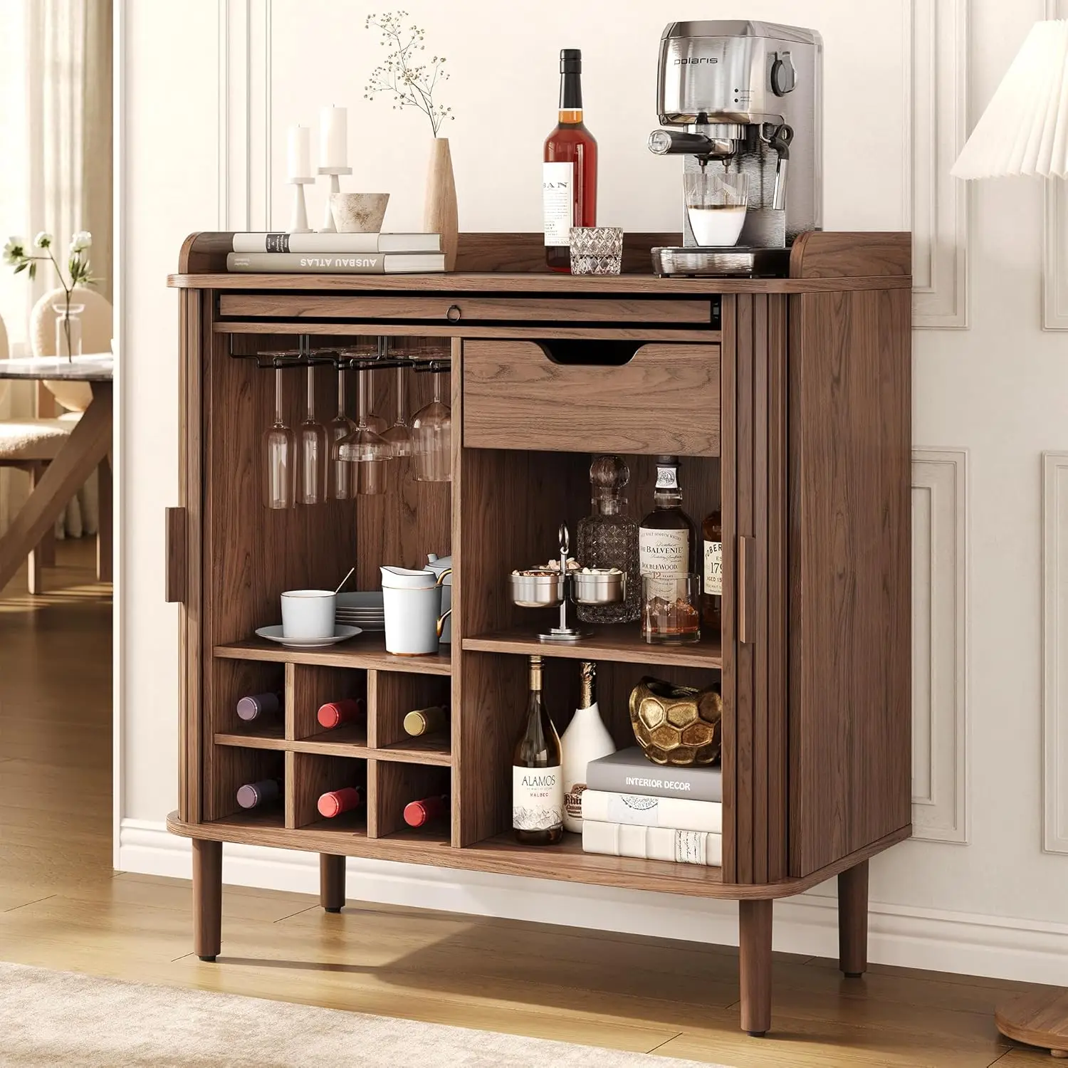 Fluted Bar Cabinet, Mid Century Modern Coffee Bar Cabinet, Wine Cabinet with Storage, Liquor Cabinet with Charging, Customized
Fluted Bar Cabinet, Mid Century Modern Coffee Bar Cabinet, Wine Cabinet with Storage, Liquor Cabinet with Charging, Customized