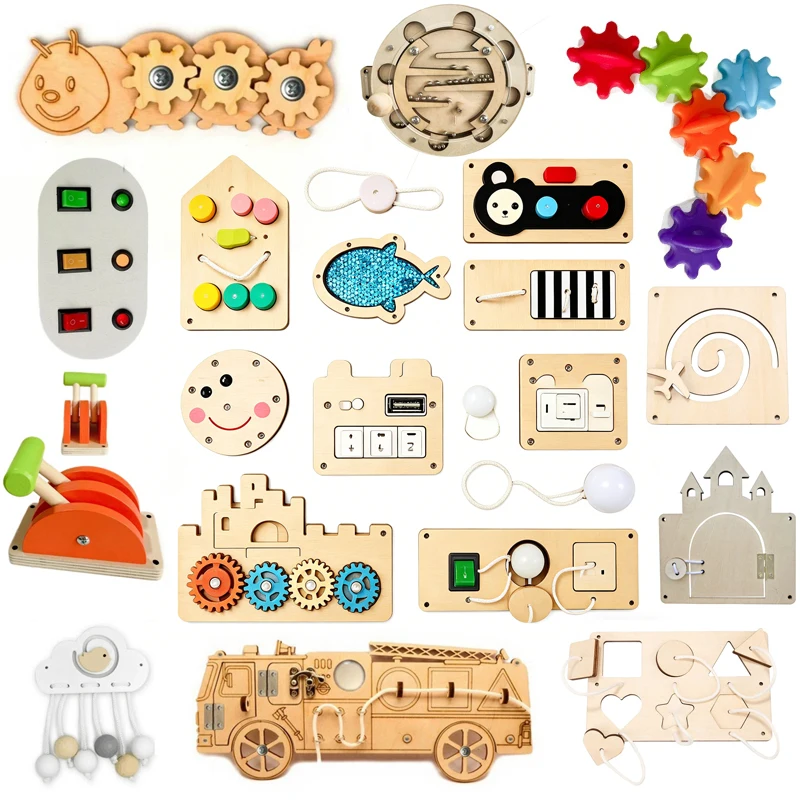 Baby Montessori Busy Board Accessories Gear Castle Color Change Card Switch Light DIY Valve Wood Educational Toy For Children
Baby Montessori Busy Board Accessories Gear Castle Color Change Card Switch Light DIY Valve Wood Educational Toy For Children