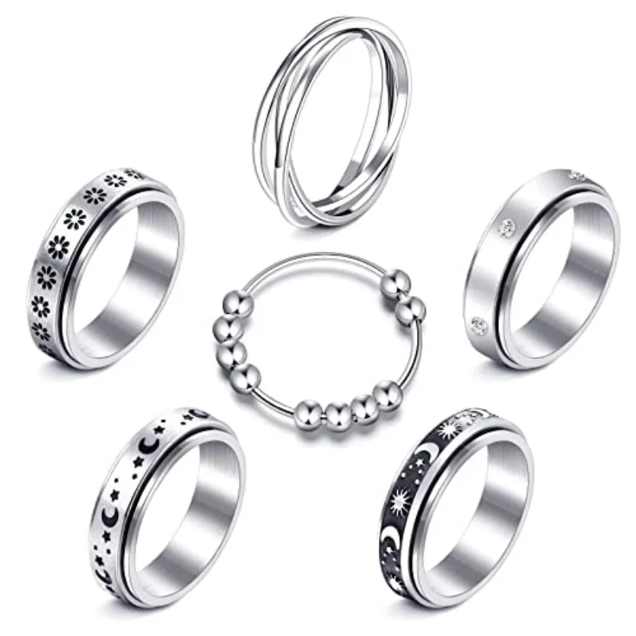 MUCAL Fidt s Anxiety 8pcs Stains Steel Spinner Anti Anxiety Spinning Moon Star Cool Stress Relieveing s Women Men
MUCAL Fidt s Anxiety 8pcs Stains Steel Spinner Anti Anxiety Spinning Moon Star Cool Stress Relieveing s Women Men
