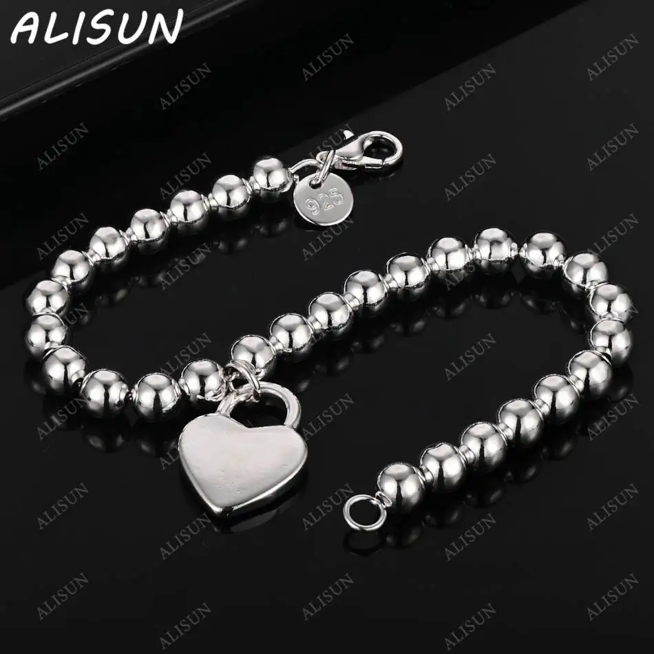 ALISUN 925 Sterling Silver Heart Pendant Beaded Bracelets For Women Anniversary Gift Popular wild Fashion party Jewelry
ALISUN 925 Sterling Silver Heart Pendant Beaded Bracelets For Women Anniversary Gift Popular wild Fashion party Jewelry