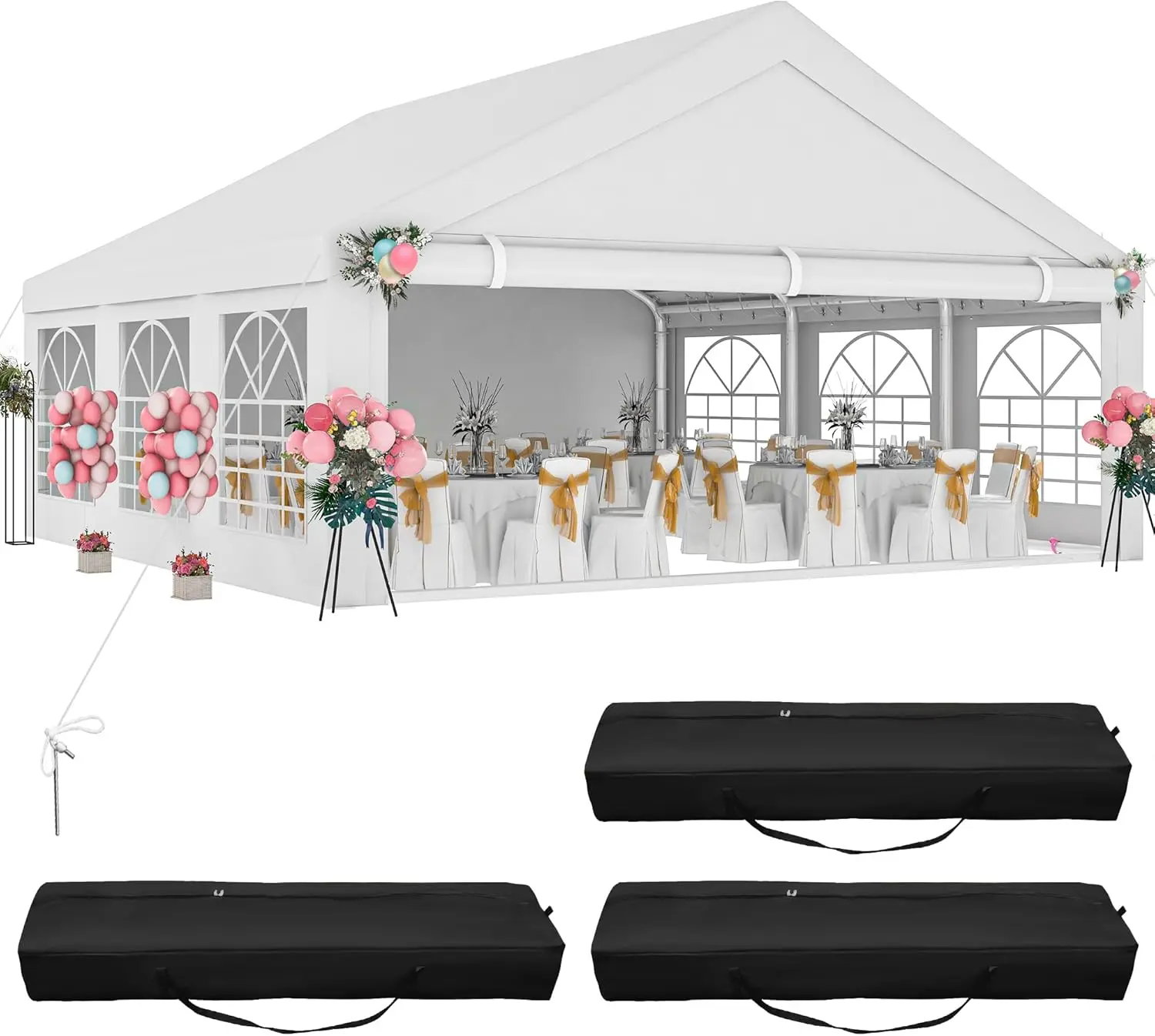 DWVO 20x20ft палатка для вечеринок, уличная сверхмощная палатка для свадебных мероприятий, оцинкованный навес с улучшенной большой крышей, съемная сторона из ПВХ
DWVO 20x20ft палатка для вечеринок, уличная сверхмощная палатка для свадебных мероприятий, оцинкованный навес с улучшенной большой крышей, съемная сторона из ПВХ
