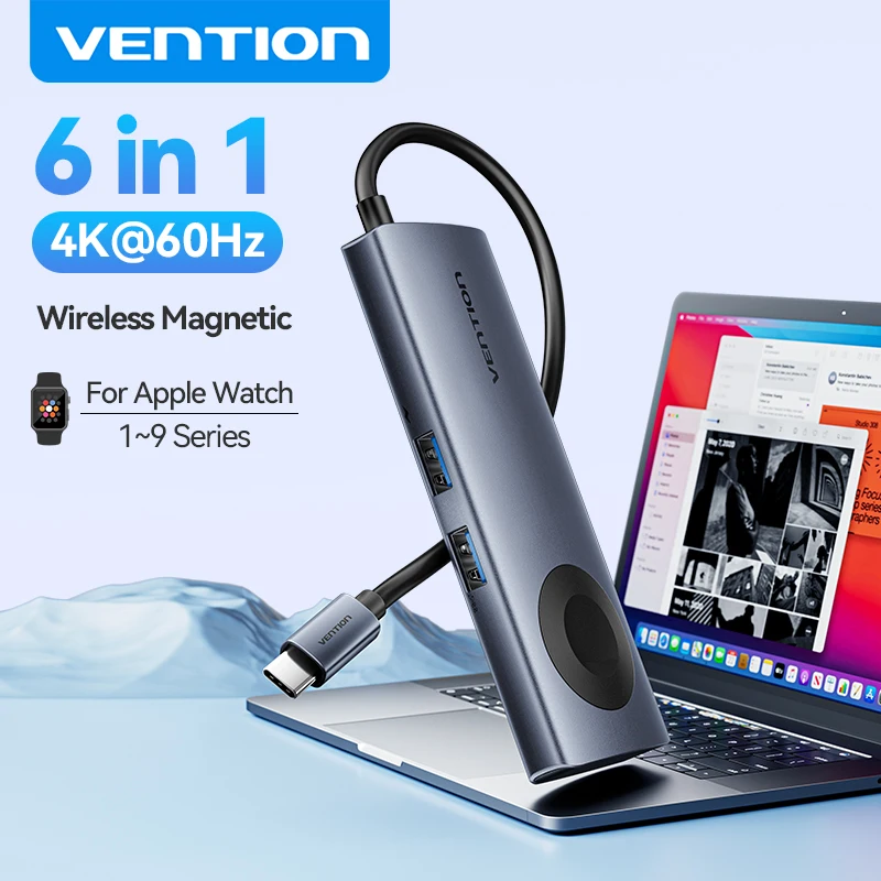 Vention USB C Hub 4K 60 Гц Беспроводное магнитное зарядное устройство для iWatch 1-9 серии USB 3.0 PD 100 Вт Hub для ноутбука Macbook iPad Samsung
Vention USB C Hub 4K 60 Гц Беспроводное магнитное зарядное устройство для iWatch 1-9 серии USB 3.0 PD 100 Вт Hub для ноутбука Macbook iPad Samsung