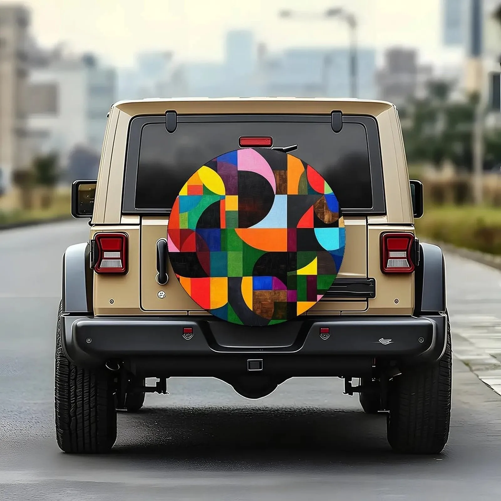 Vibrant Geometric Abstract Tire Cover Durable Polyester Universal Wheel Protector for SUV
Vibrant Geometric Abstract Tire Cover Durable Polyester Universal Wheel Protector for SUV