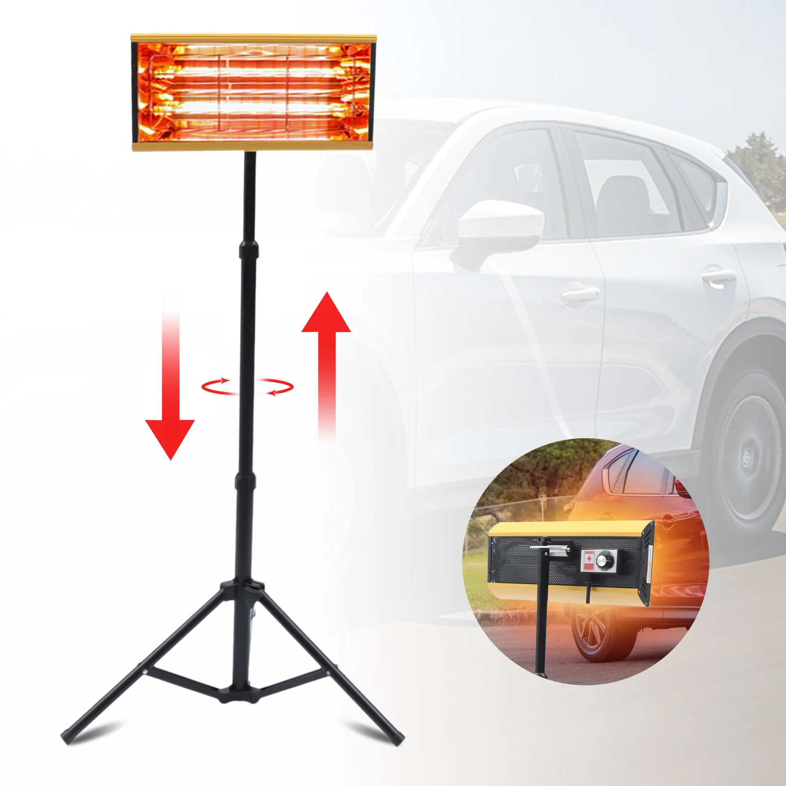 2000W 392℉ Short-Wave Infrared Paint Baking Lamp Car Body Repair Paint Curing Lamp 0-270° Angle, 25.5"-60" Height 0-90 Min Timer
2000W 392℉ Short-Wave Infrared Paint Baking Lamp Car Body Repair Paint Curing Lamp 0-270° Angle, 25.5"-60" Height 0-90 Min Timer
