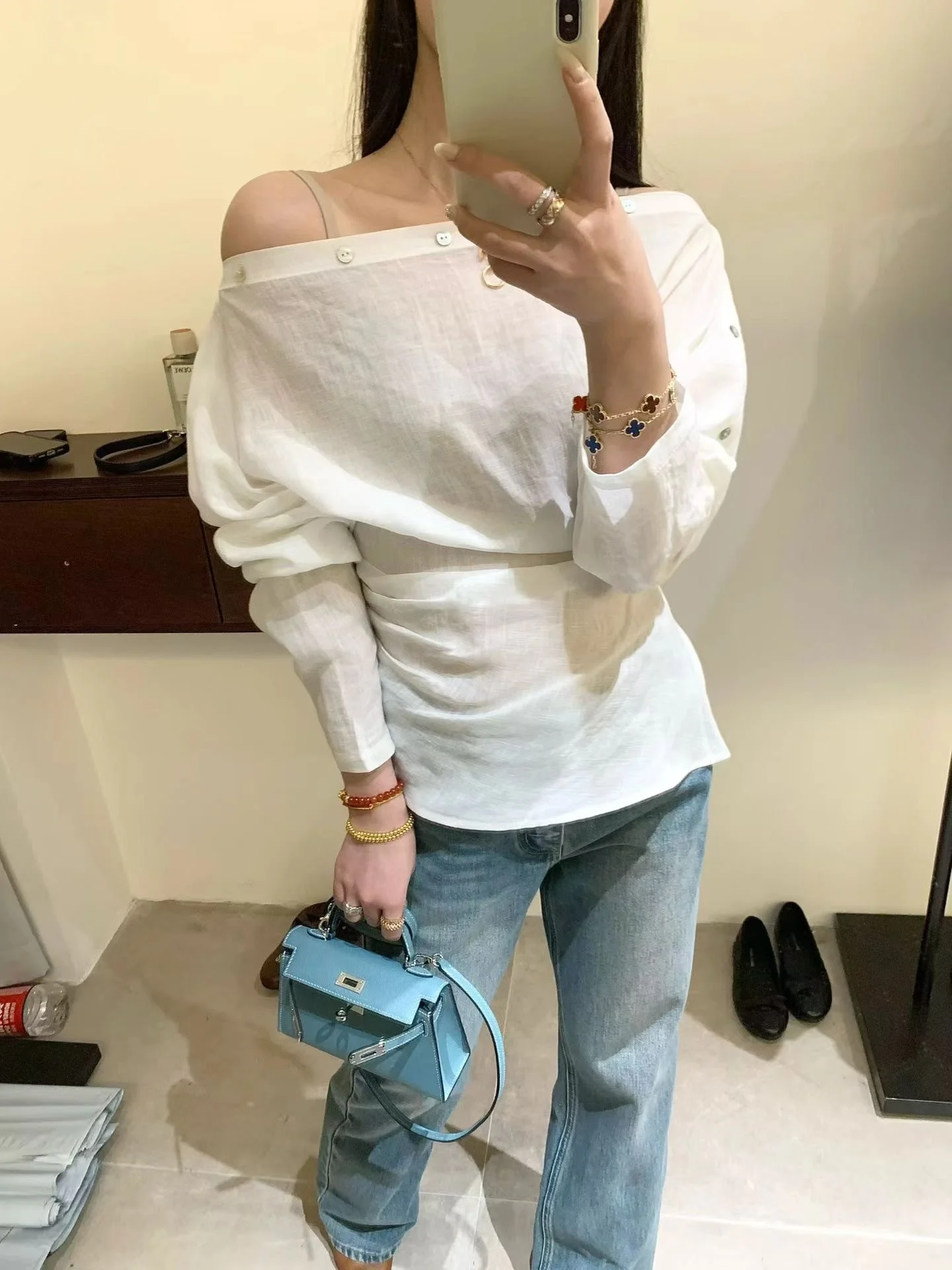 at Fashion Summer New Style Elegant High-End Feeling Asymmetrical Shoulder Linen Waist-Cinching Pleated Short Sleeve S...
at Fashion Summer New Style Elegant High-End Feeling Asymmetrical Shoulder Linen Waist-Cinching Pleated Short Sleeve S...