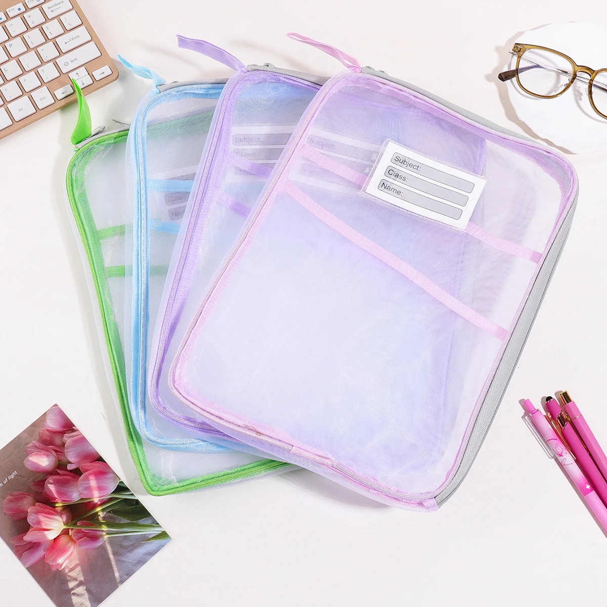Mesh Subject File Organizer, Zipper Pouch with Label Tag for Student Exam & Office Portable Document Storage
Mesh Subject File Organizer, Zipper Pouch with Label Tag for Student Exam & Office Portable Document Storage