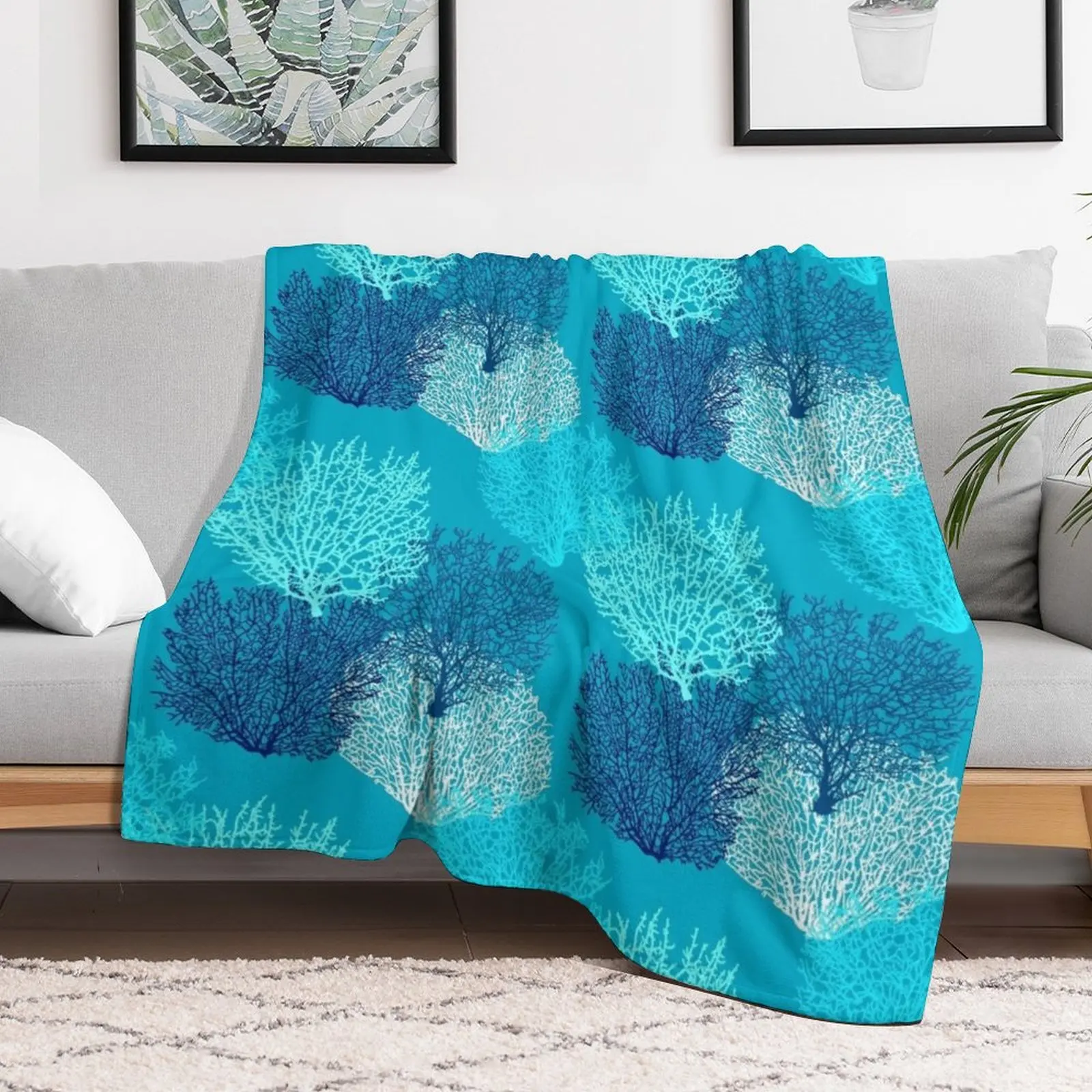 Fan Coral Print, Turquoise, Aqua and Cobalt Blue Throw Blanket Plaid Bed Fashionable Beach Cute Plaid Blankets
Fan Coral Print, Turquoise, Aqua and Cobalt Blue Throw Blanket Plaid Bed Fashionable Beach Cute Plaid Blankets