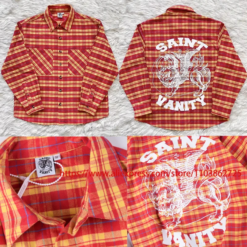 25SS Retro Fashionable SAINT VANITY Plaid Shirt Double-pocket Back Pattern Logo Printed Saint Vanity Casual Shirt Coat
25SS Retro Fashionable SAINT VANITY Plaid Shirt Double-pocket Back Pattern Logo Printed Saint Vanity Casual Shirt Coat
