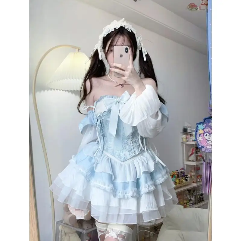 Lolita Cute Sweet Girl Design Ruffled Bow Stitching Fashionable Dress Waist Seal Suit Skirt
Lolita Cute Sweet Girl Design Ruffled Bow Stitching Fashionable Dress Waist Seal Suit Skirt