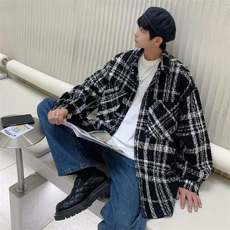 Мужское весеннее шерстяное пальто Bla White в клетку Jaet Little Fraance Sle, верхняя одежда для пар, повседневная свободная посадка Long Sve
Мужское весеннее шерстяное пальто Bla White в клетку Jaet Little Fraance Sle, верхняя одежда для пар, повседневная свободная посадка Long Sve