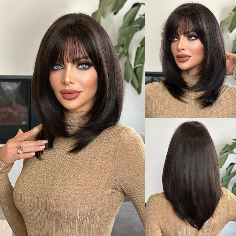 Export women's black tea-colored shoulder-length straight layered , headpiece for daily use, regular real hair full wig
Export women's black tea-colored shoulder-length straight layered , headpiece for daily use, regular real hair full wig