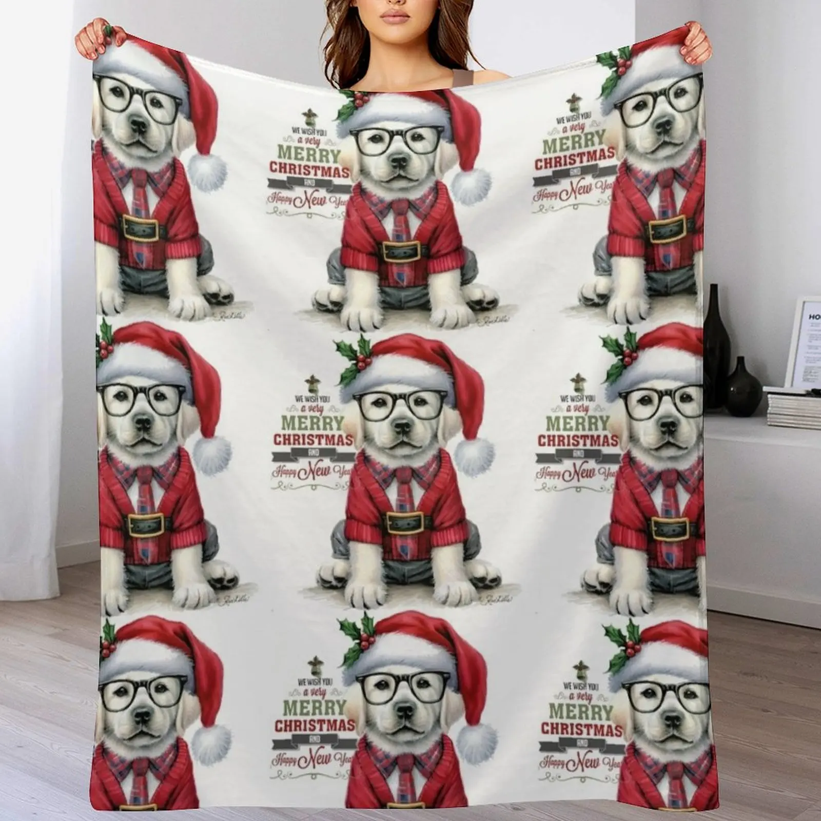 Cute Labrador Puppy Dog dressed in Santa Hat and Sweater Christmas Painting Throw Blanket Bed covers Summer Loose Blankets
Cute Labrador Puppy Dog dressed in Santa Hat and Sweater Christmas Painting Throw Blanket Bed covers Summer Loose Blankets