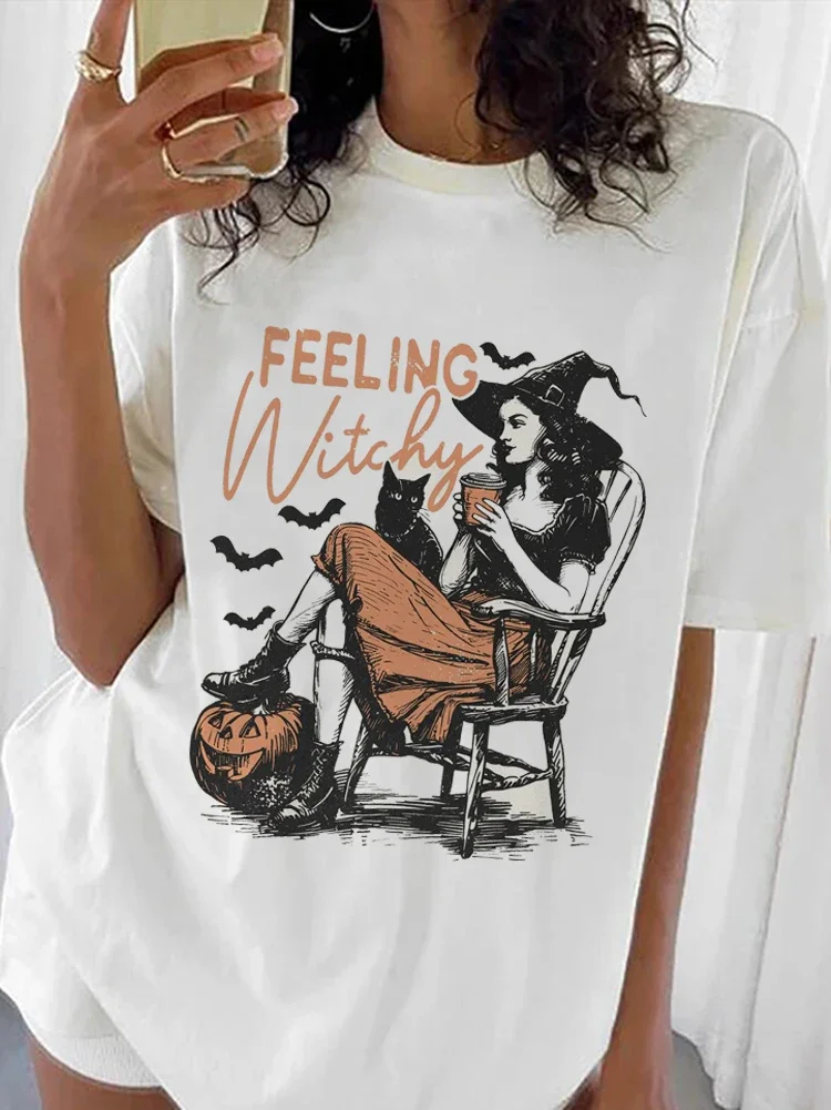 Retro Halloween Casual Versatile Short Sleeved O-Neck Printed Summer Fashion Trend Retro T-Shirt Women's Loose Top T-Shirt
Retro Halloween Casual Versatile Short Sleeved O-Neck Printed Summer Fashion Trend Retro T-Shirt Women's Loose Top T-Shirt