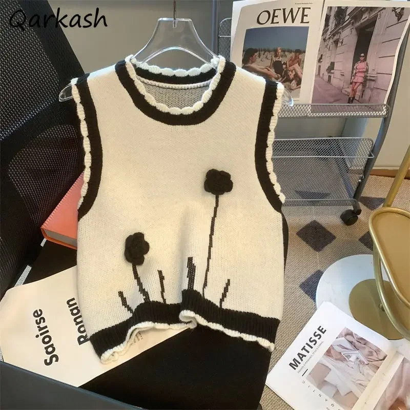 Sweater Vests Women Elegant Vintage Floral Appliques Sweet Autumn Winter French Style Chic Cozy Loose O-neck Panelled Classic
Sweater Vests Women Elegant Vintage Floral Appliques Sweet Autumn Winter French Style Chic Cozy Loose O-neck Panelled Classic