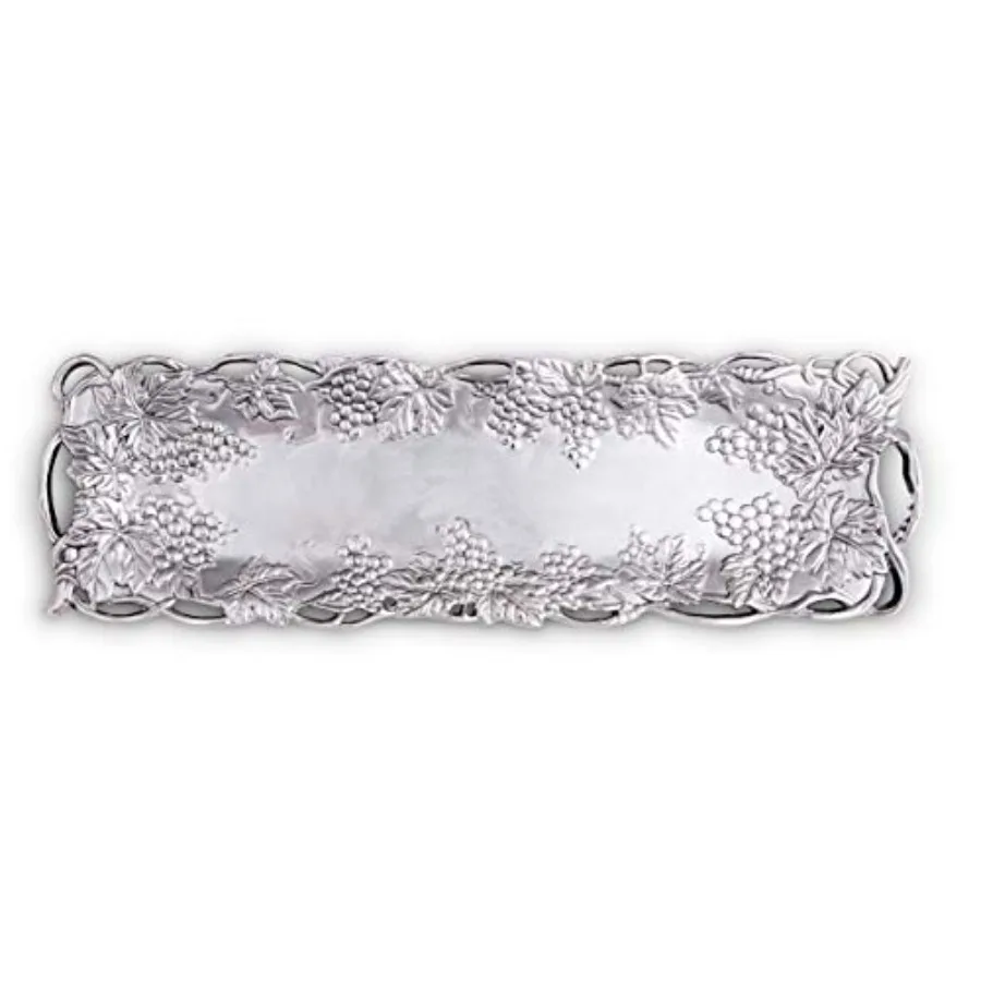 Metal Oblong Serving Tray Grape Pattern Sand Casted in Aluminum with Artisan Quality Hand Polished Designs Tarnish Free 19 inch
Metal Oblong Serving Tray Grape Pattern Sand Casted in Aluminum with Artisan Quality Hand Polished Designs Tarnish Free 19 inch